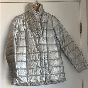 Elegant Silver Women's Puffer Coat